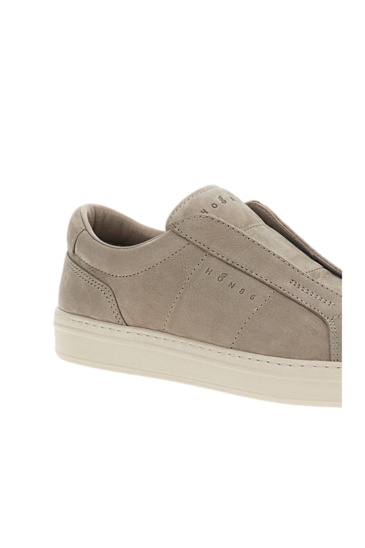 Hogan Gray Nubuck Leather Slip-On Sneakers