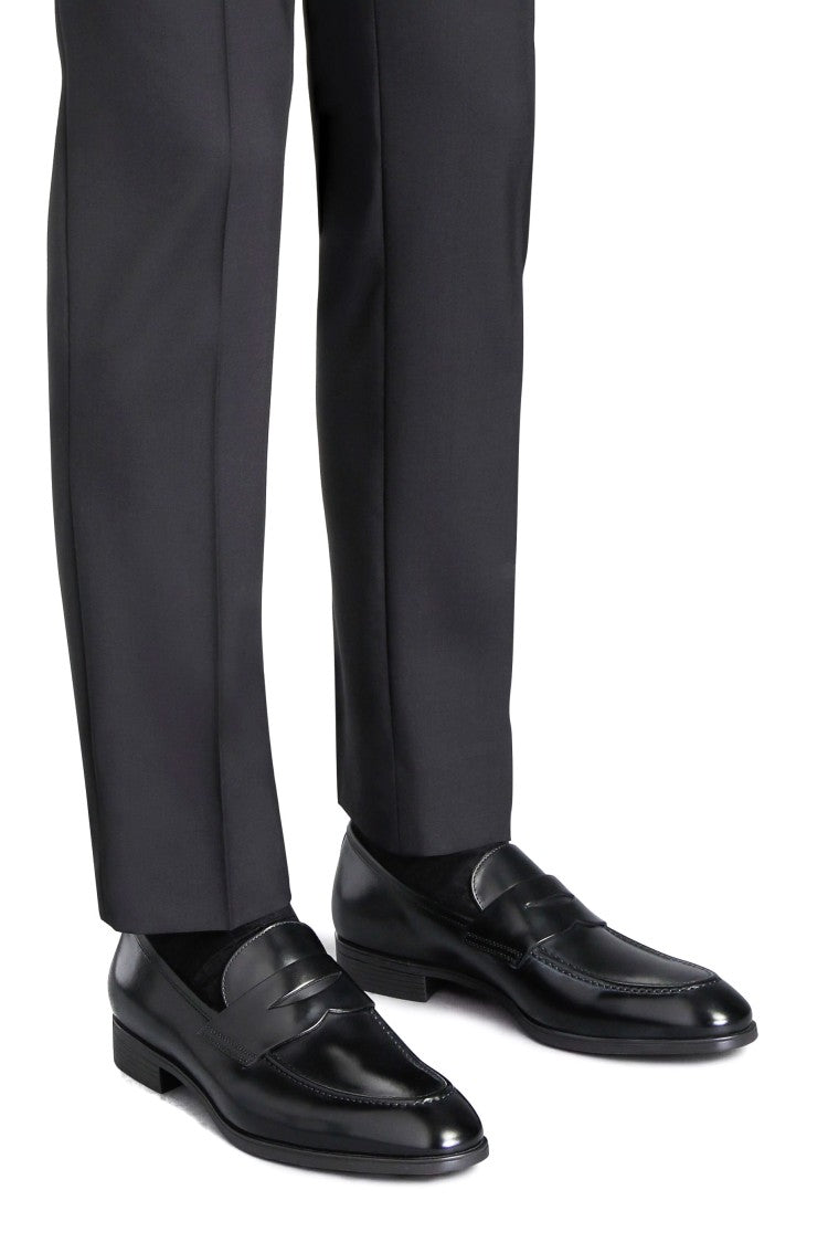 Santoni Leather Penny Loafers