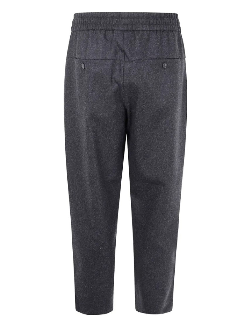 Drôle De Monsieur Cropped Flannel Trousers With Pleated Front