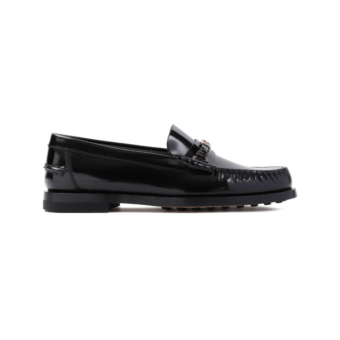 Tod's Micro Catena Black Leather Loafers