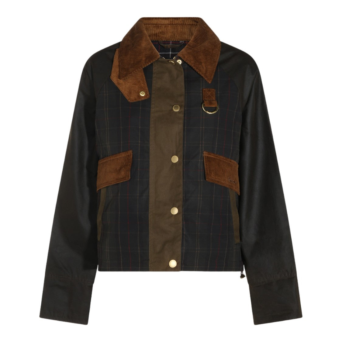 Barbour Plaid Corduroy Accent Snap Button Jacket