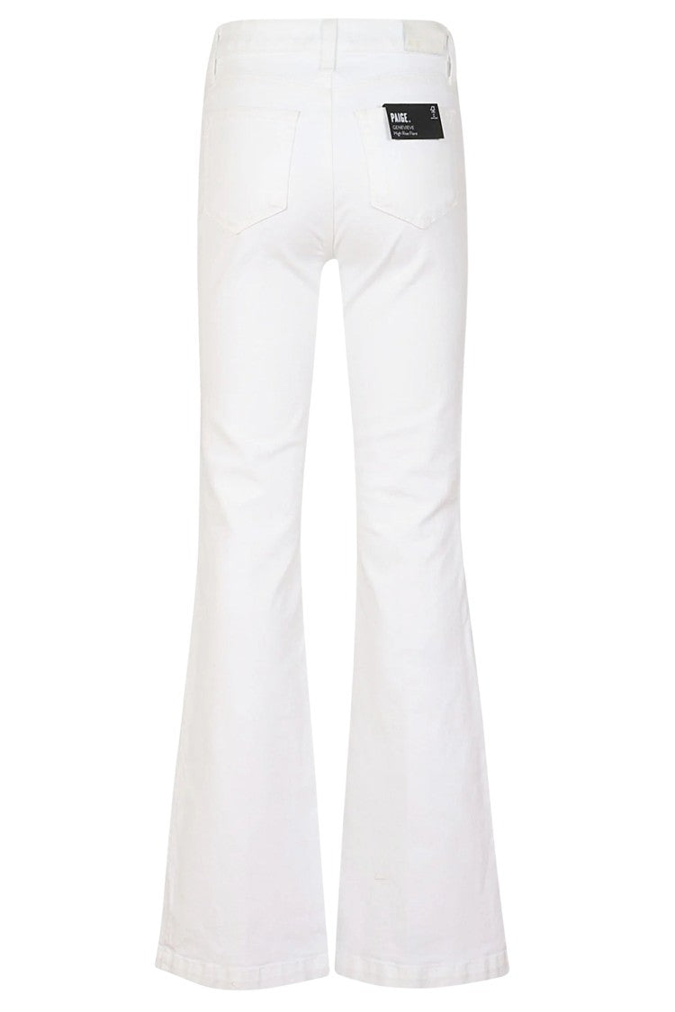Paige White Genevieve Belt Loops Flared Cotton Jeans