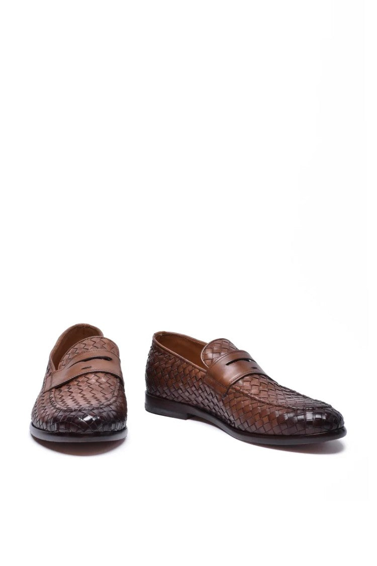 Doucal's Woven Leather Loafers - Brown
