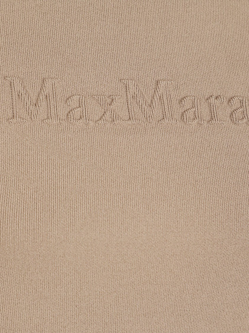 Max Mara Short-Sleeved Fitted Sweater With Embossed Detail