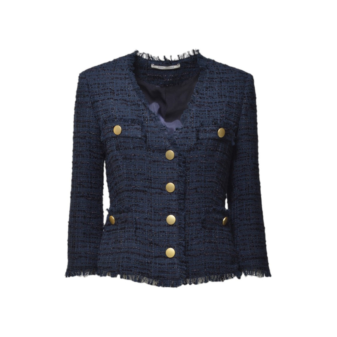 Tagliatore Dharma Single Breasted Blue Cotton Tweed Jacket