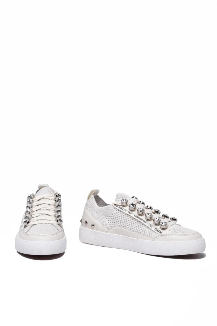 Emanuélle Vee White Leather Rubber Sole Sneakers