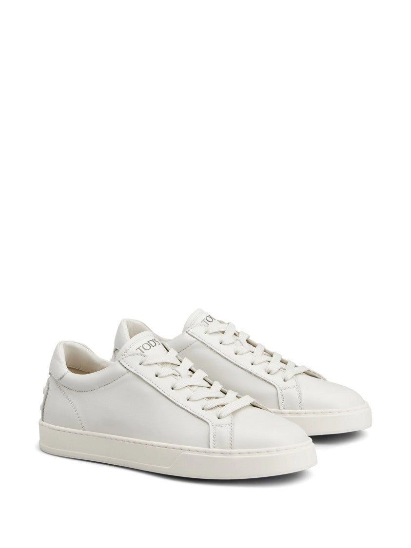 Tod's Classic White Calfskin Lace-Up Sneakers