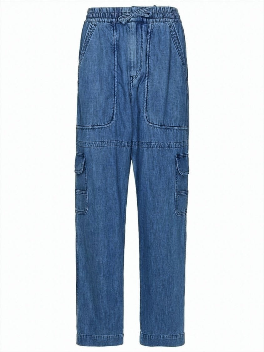 Isabel Marant Relaxed Fit Denim Pants With Cargo Pockets