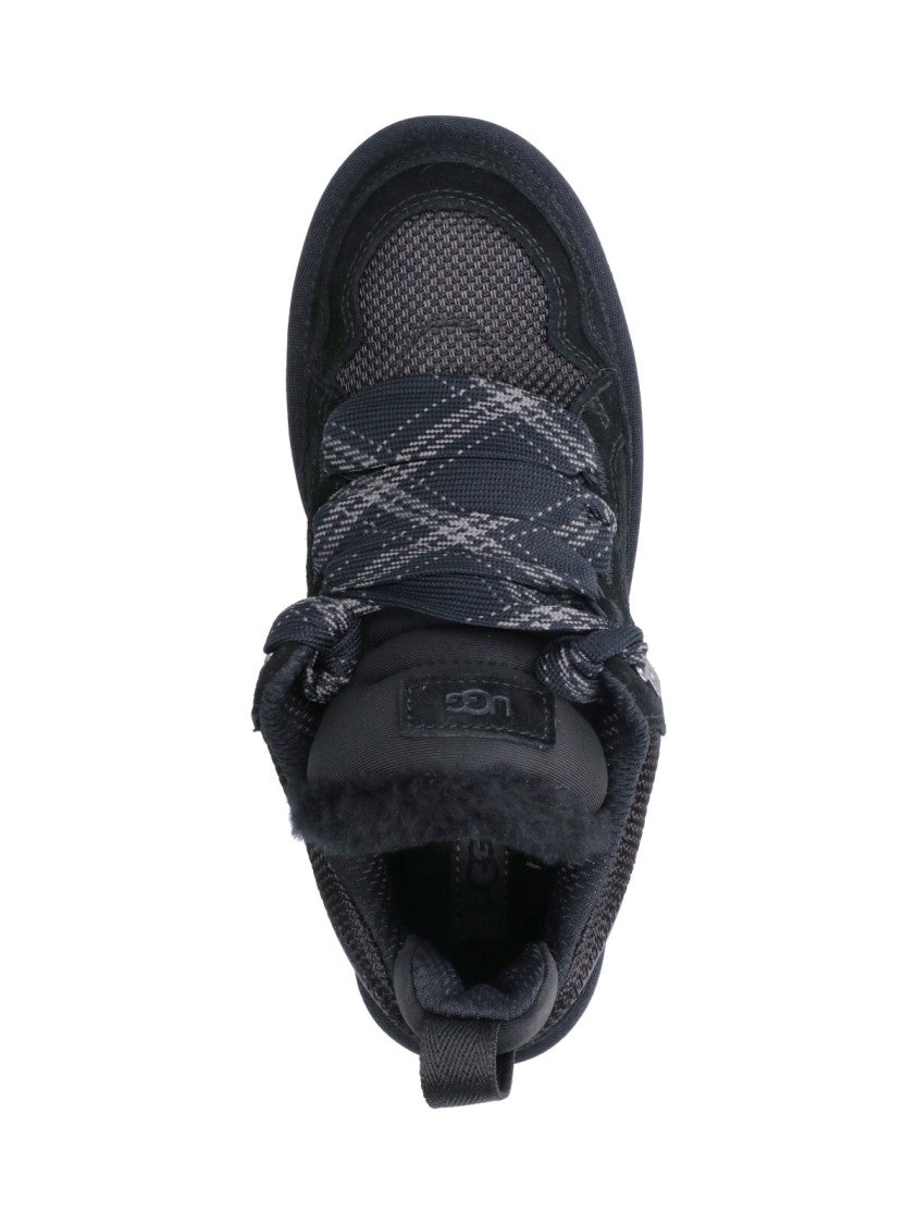 Ugg Black Lowmel Leather Faux Fur Sneakers