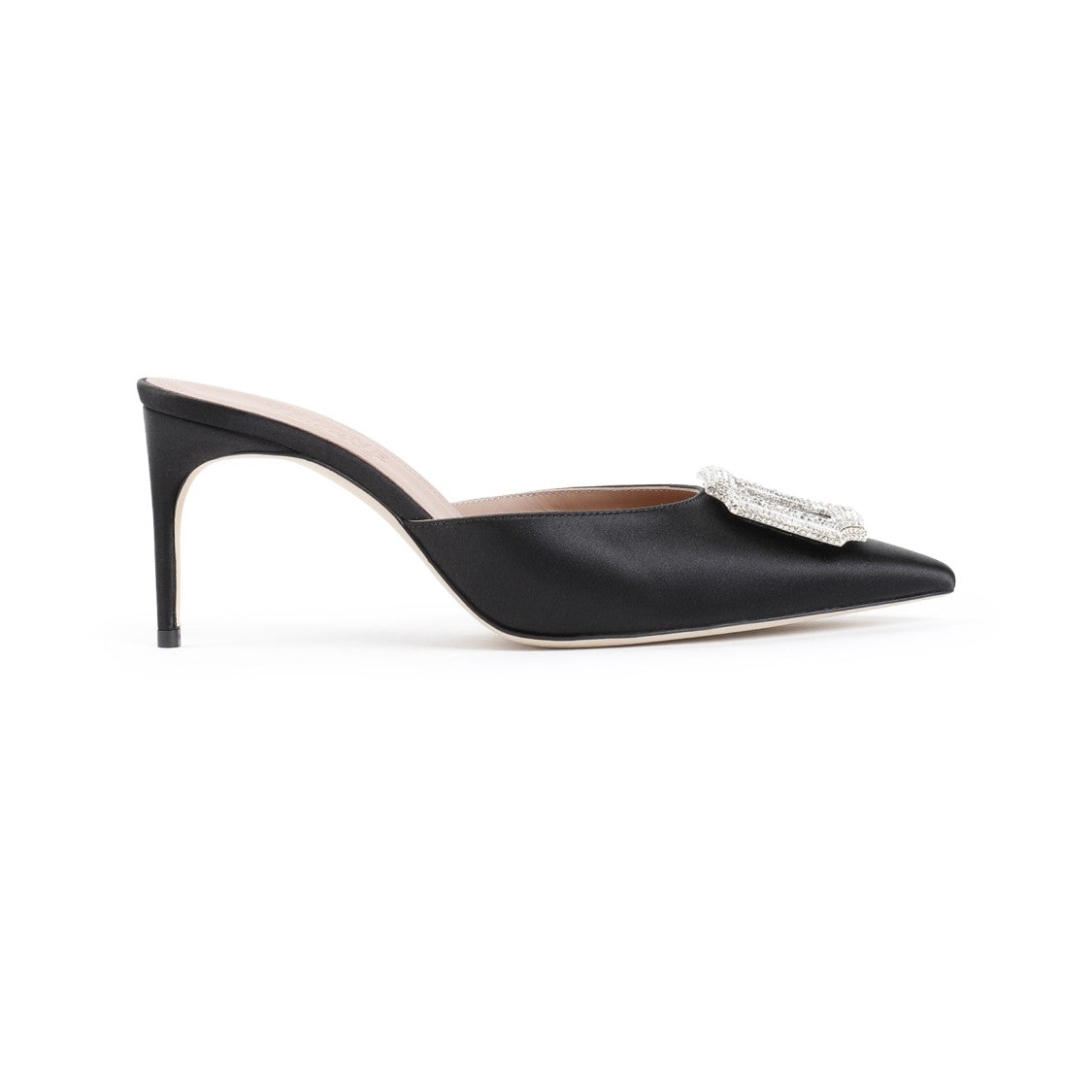 Malone Souliers Mona 70 Black Satin Mules