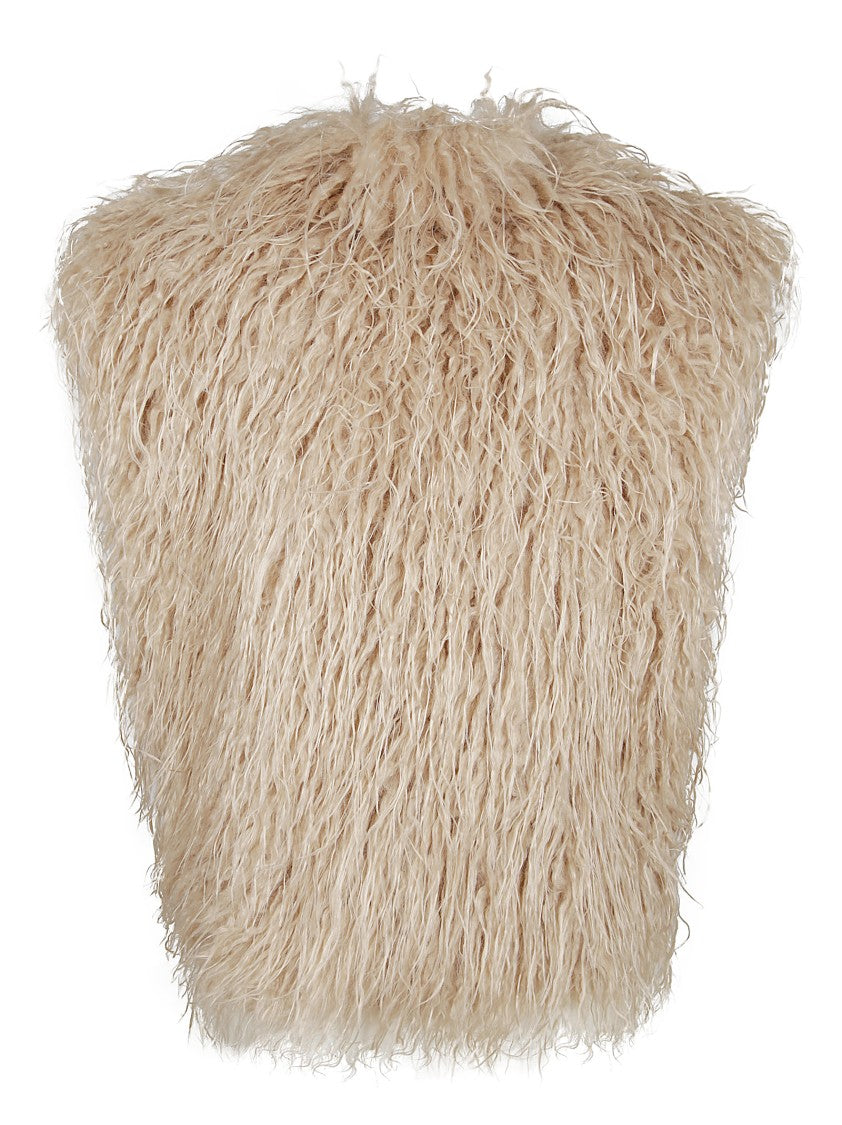 Forte Forte Shaggy Faux Fur Sleeveless Coat With Rounded Neckline