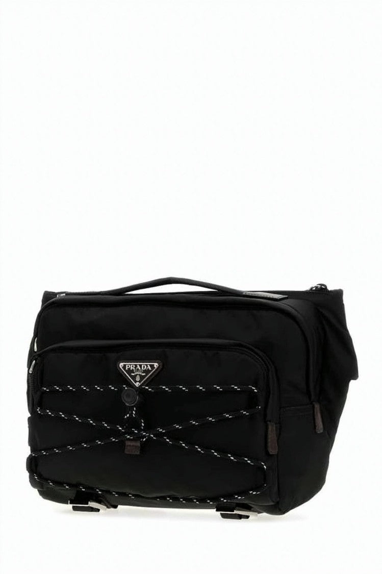 Prada Black Speedlock Nylon Leather Shoulder Bag