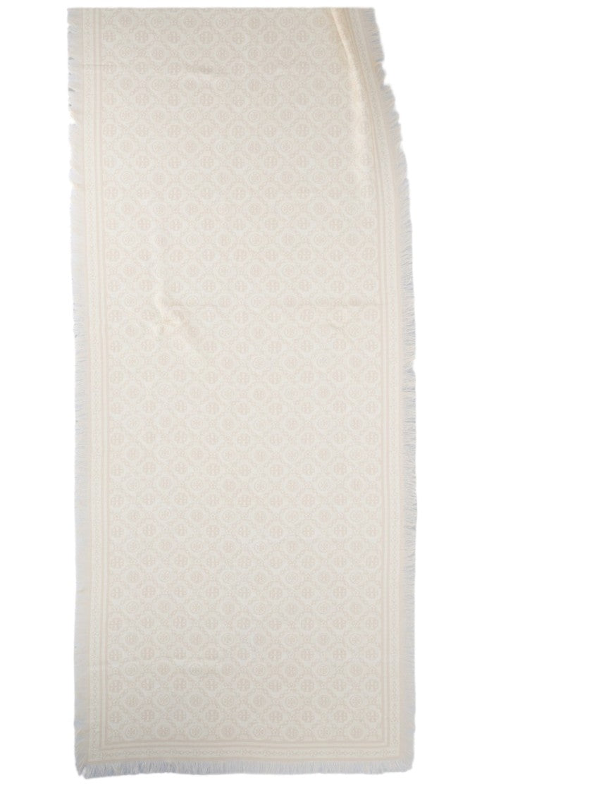Tory Burch T Monogram Floral Monogram Wool-Silk Scarf