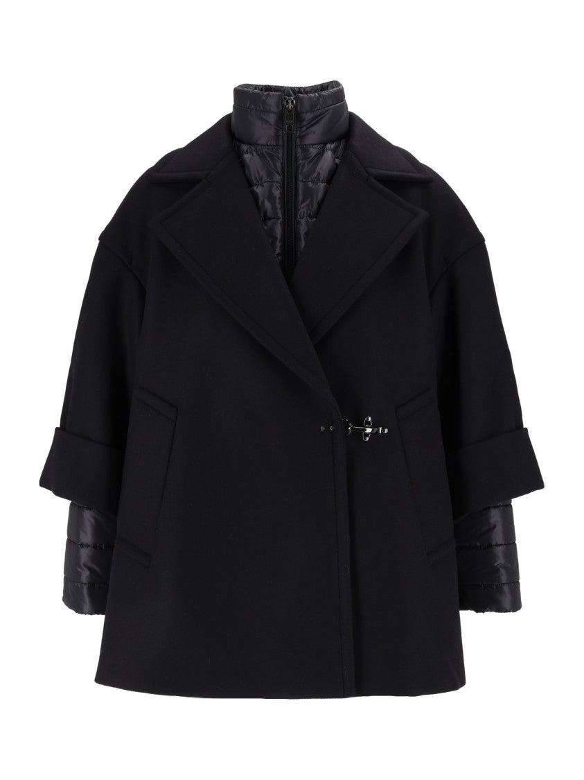 Fay Black Double-Layer Quilted Cape