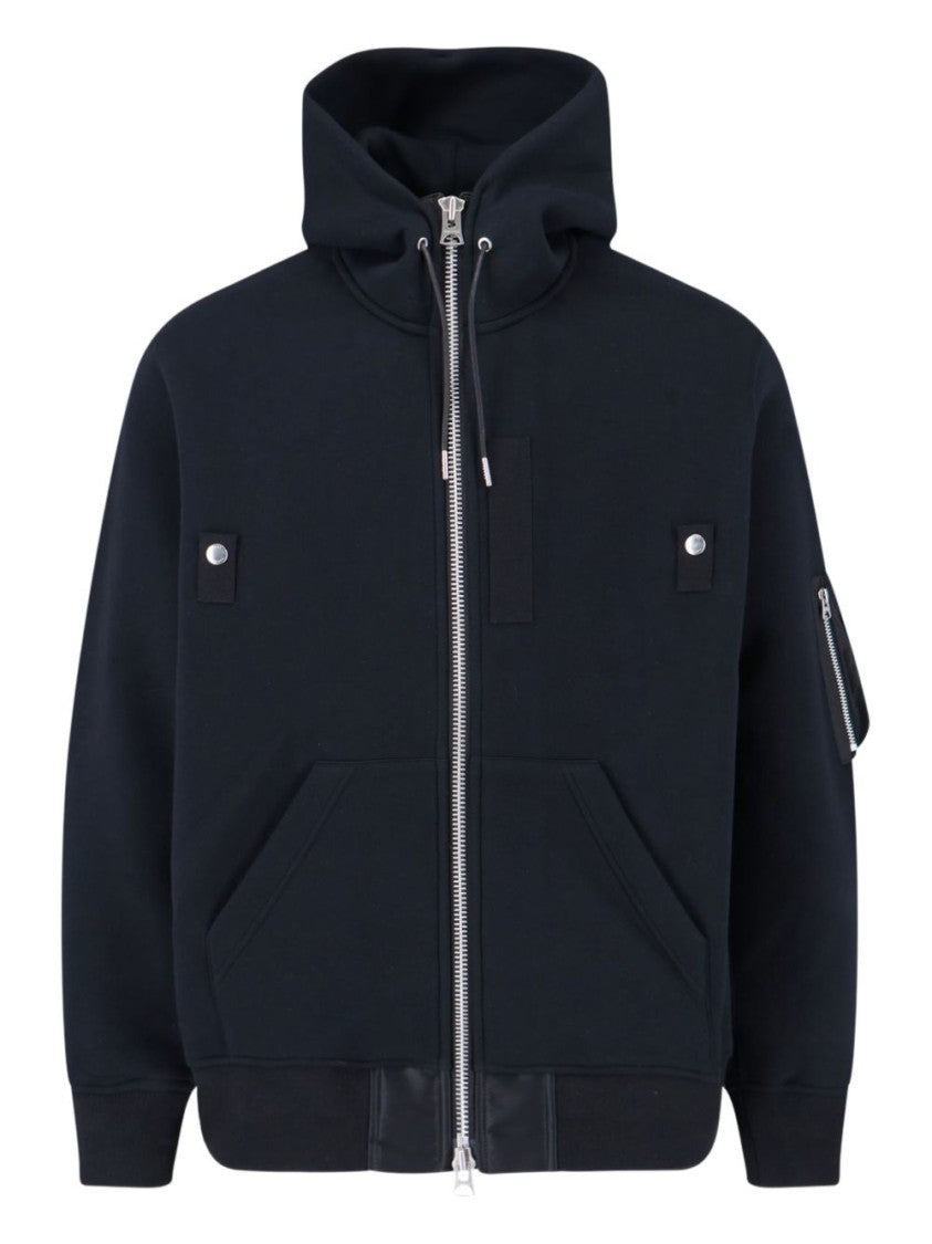 Sacai Hooded Zip-Up Sweater With Multi-Pocket Design