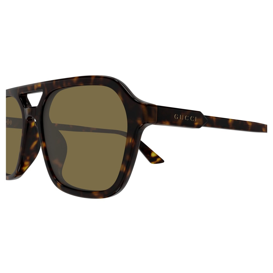 Gucci Tortoiseshell Square Frame Sunglasses With Distinctive Cut-Out Detail
