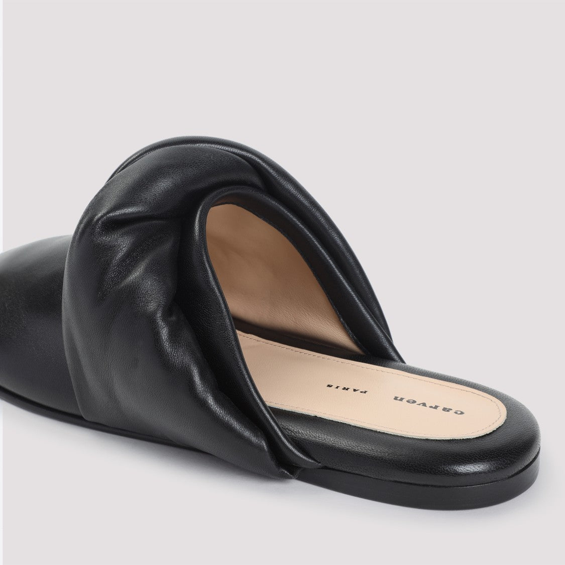 Carven Garnier Knotted Black Lamb Leather Mules