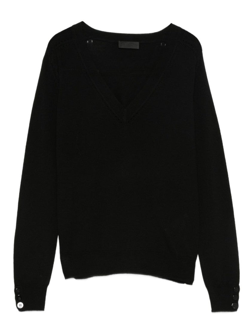 Liu Jo V-Neck Sweater With Perforated Detailing