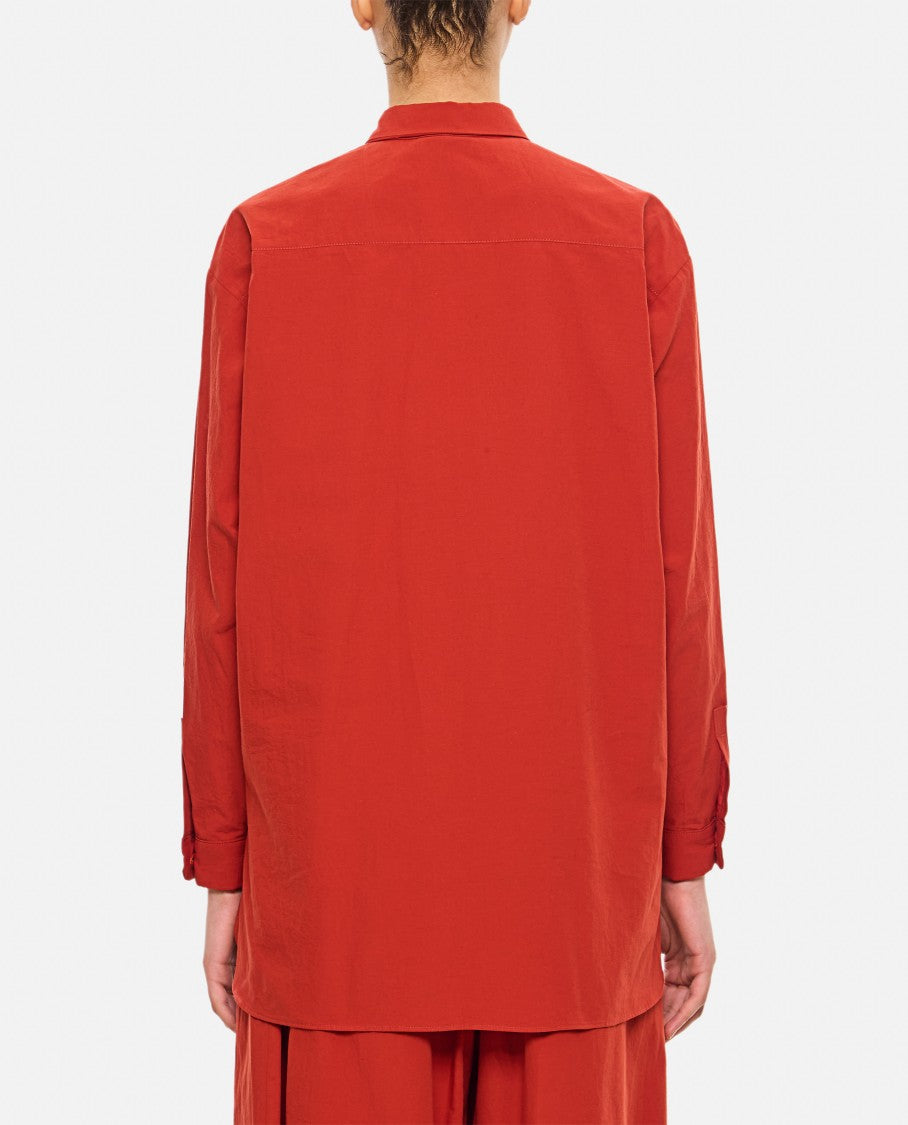 Dusan Red Shirt With Pointed Collar And Elegant Draping
