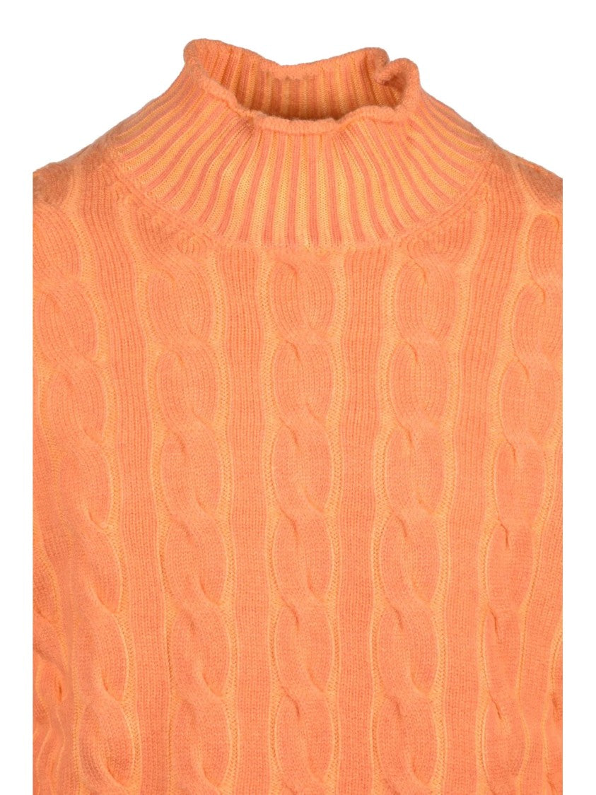 Kangra Cable Knit Sweater With Distinctive Volcano Collar