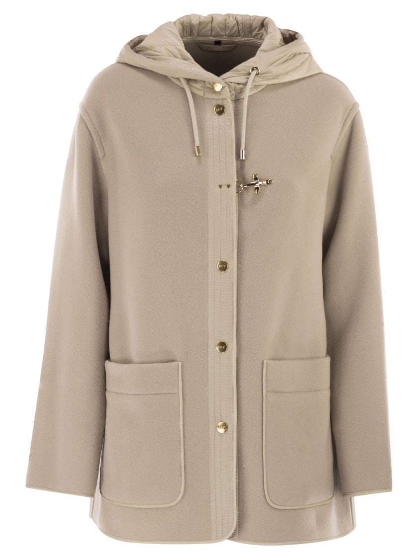 Fay Two-Material Wool And Cashmere Caban Coat