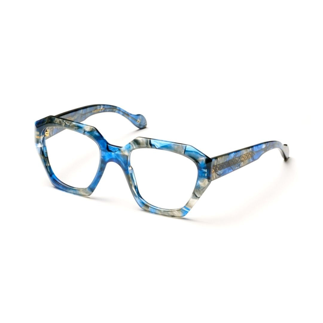 Kador Marilyn/K-V Bold Geometric Frame Eyeglasses With Marbled Pattern