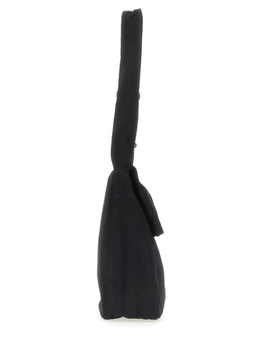 Our Legacy Rectangular Black Cotton Sling Bag With Adjustable Strap