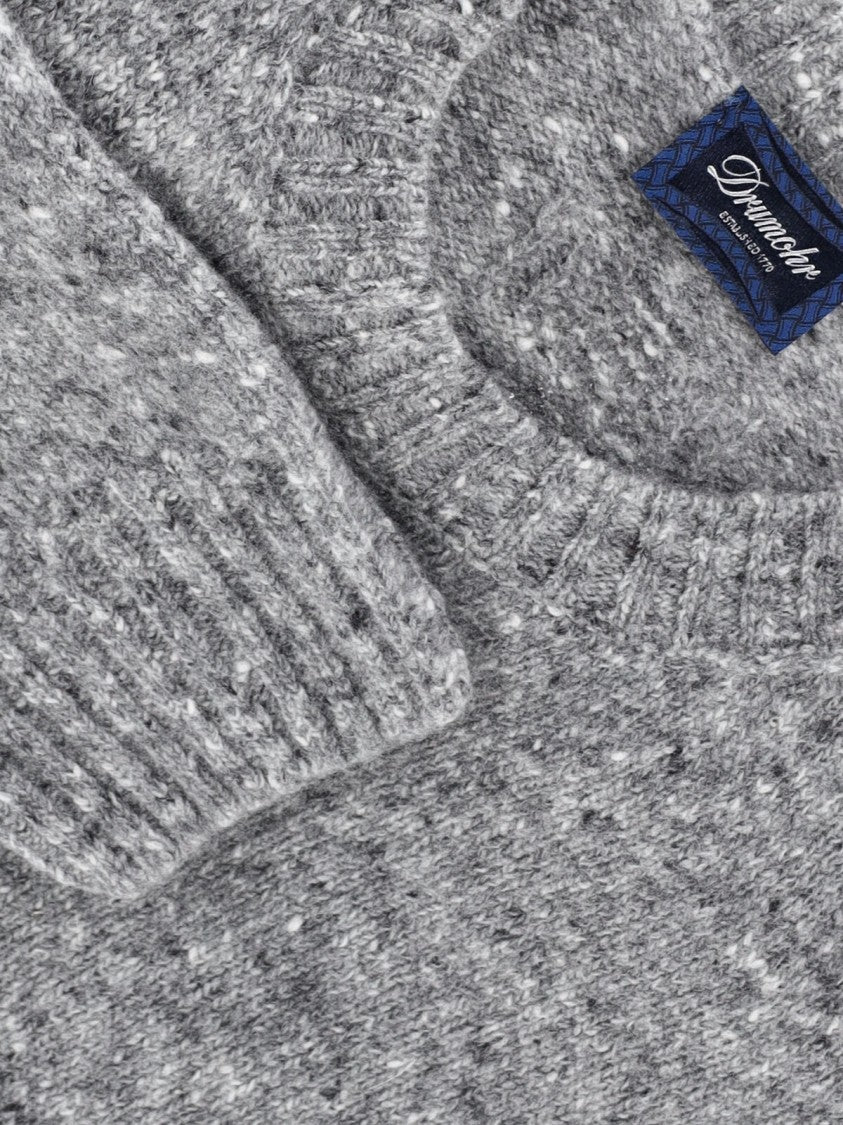 Drumohr Cashmere And Wool Knit Sweater With Ribbed Finishes