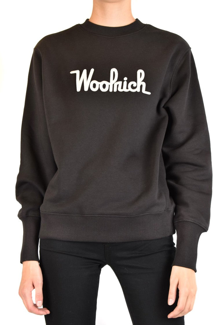 Woolrich Crew Neck Black Sweatshirt With Bold Logo