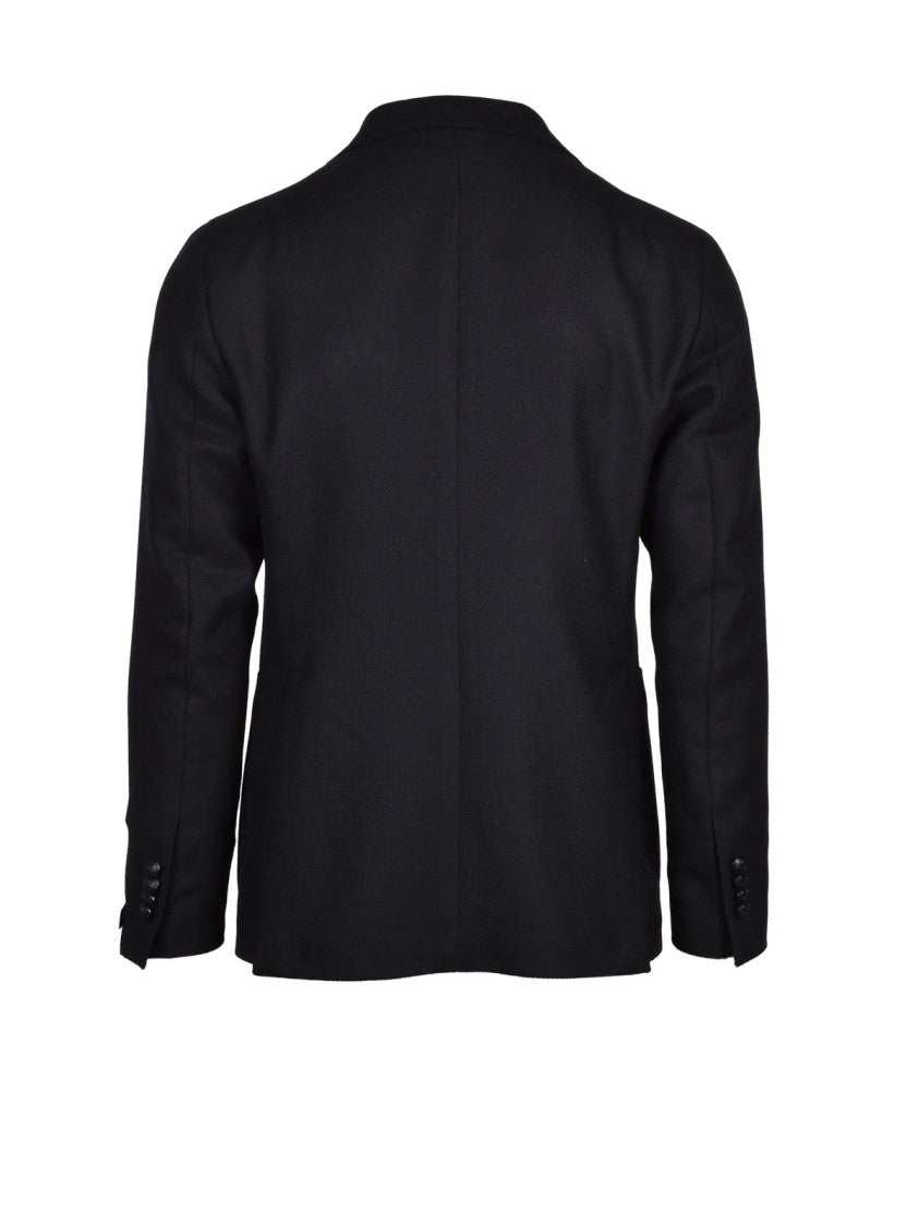 Tagliatore Black Fitted Virgin Wool Blazer