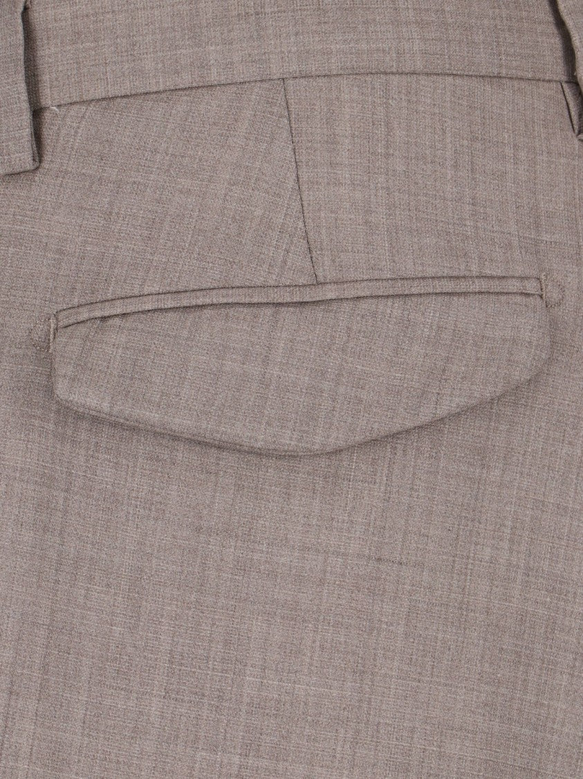 Briglia High-Waisted Brown Wool Trousers With Cuff Detail