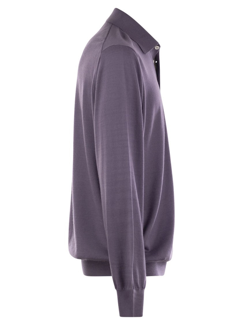 Brunello Cucinelli Polo Style Virgin Wool And Cashmere Sweater