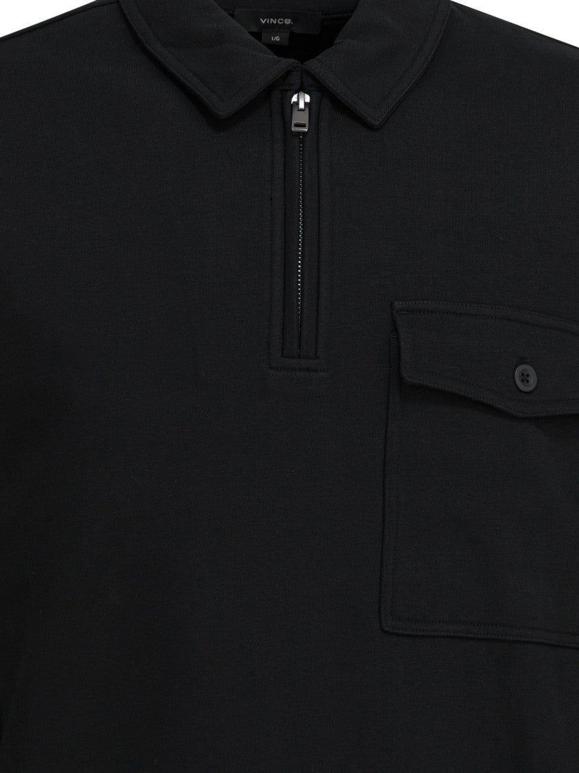 Vince Cotton Blend Zippered Polo Shirt