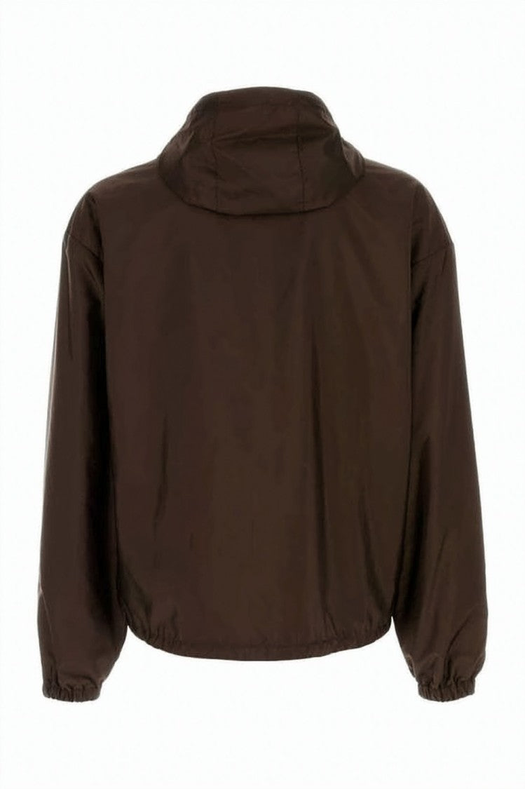 Prada Cropped Hooded Jacket With Zipper Closure