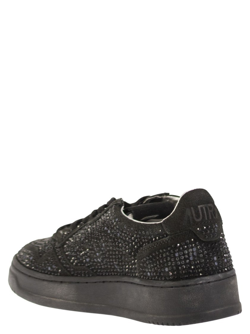 Autry Medalist Low - Suede Trainers With Rhinestones