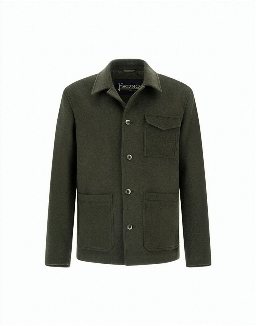 Herno Double-Fabric Jacket With Twill Wool Texture