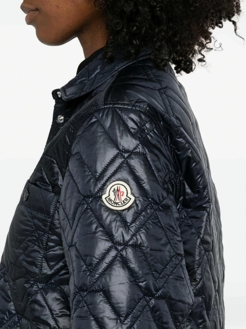 Moncler Quilted Black Jacket With Diamond Stitching
