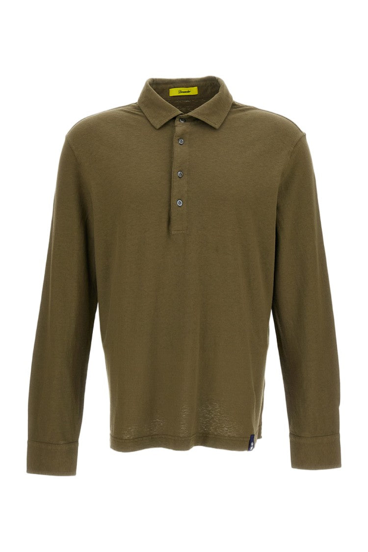Drumohr Green Cotton-Linen Lightweight Casual Shirt