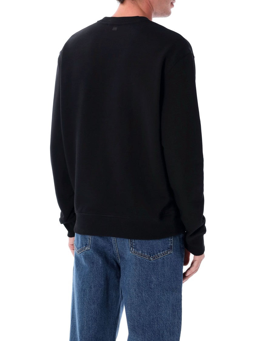 Ami Paris Black Cotton Ami De Coeur Sweatshirt