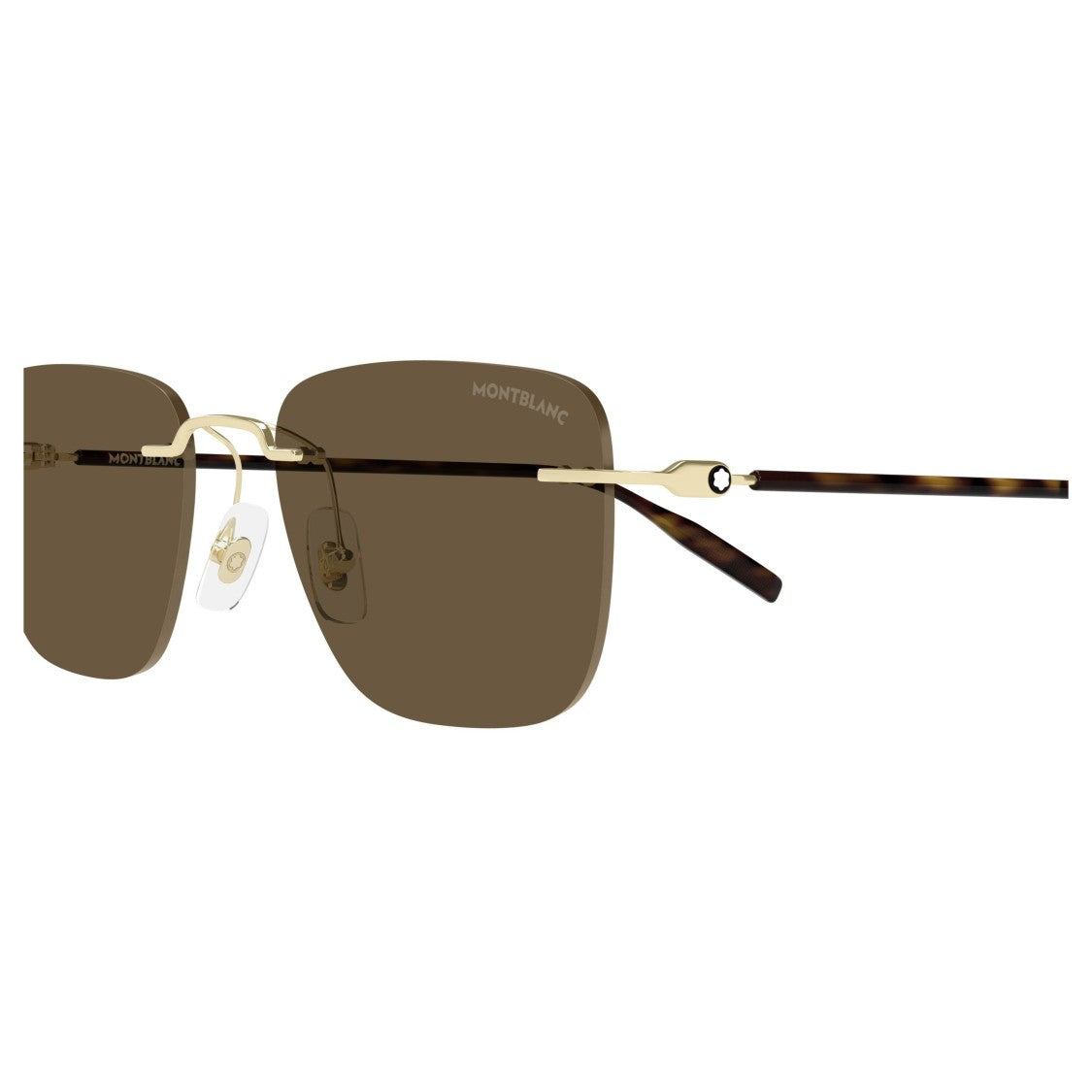Montblanc Rimless Sunglasses With Rectangular Brown Lenses