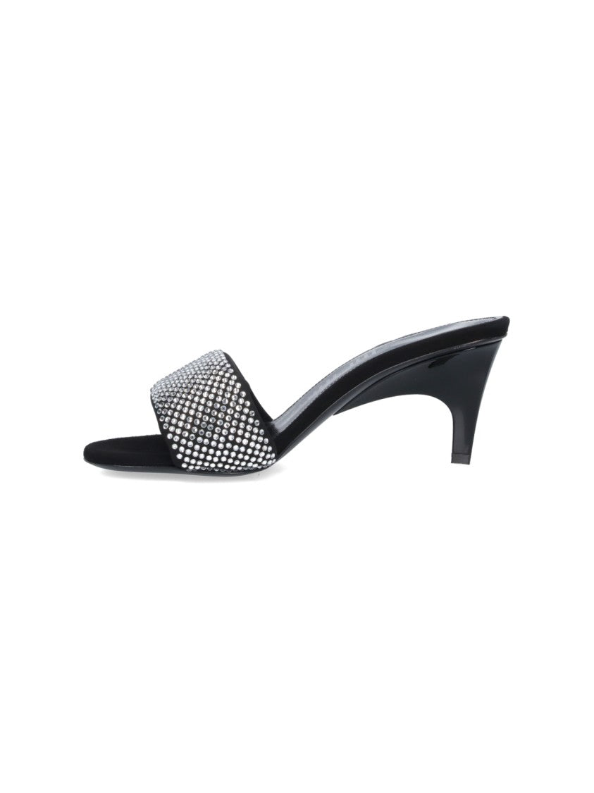 The Attico Rem Crystal Sandals In Black Fabric