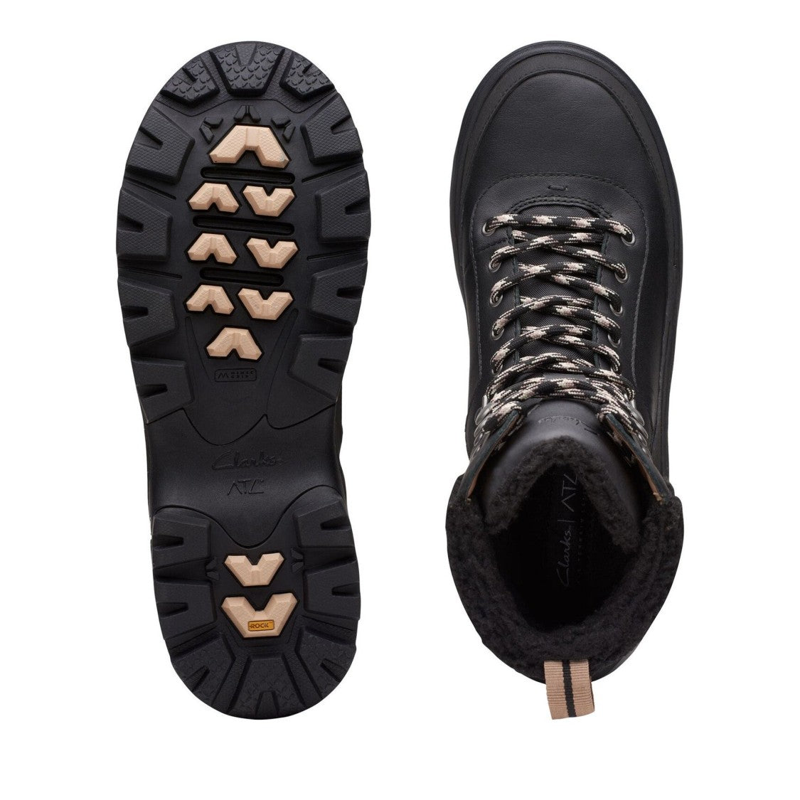 Clarks Black Atlhiketop Gtx Padded Collar Rugged Sole Leather Ankle Boots