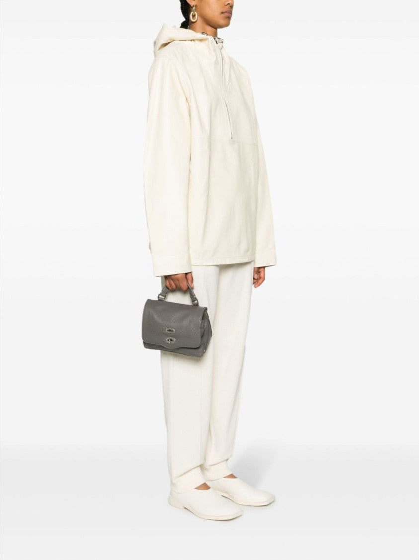 Zanellato Grey Structured Pebbled Leather Handbag