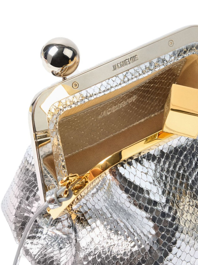 Jacquemus Structured Metallic Handbag With Unique Clasp Closure