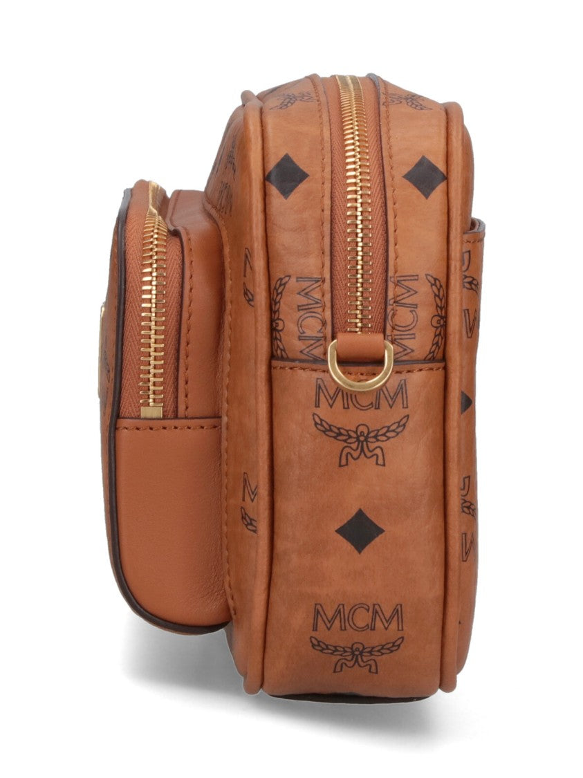 Mcm Brown Aren Visetos Fabric Shoulder Bag