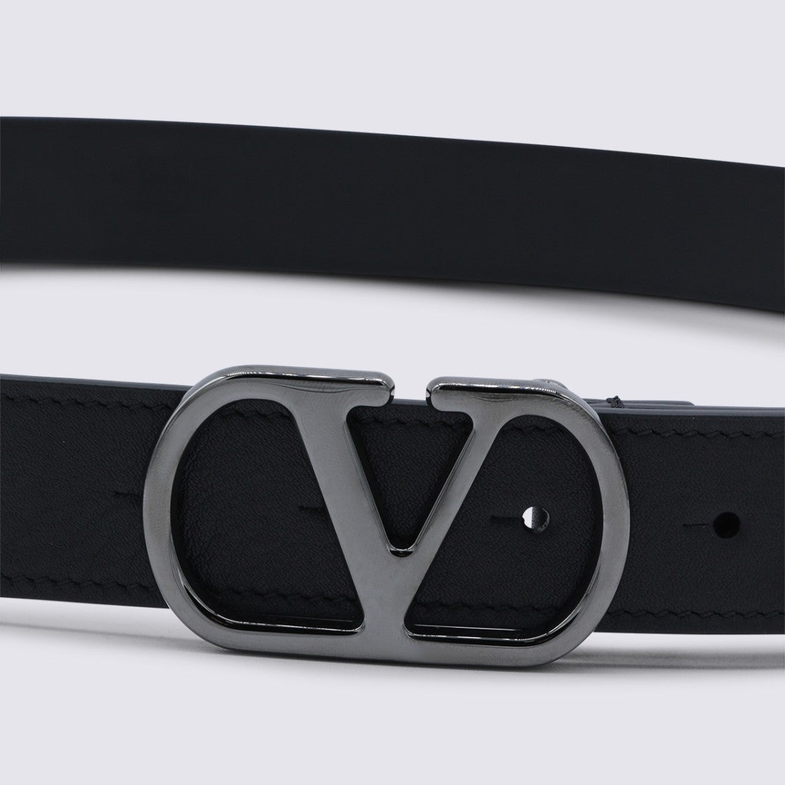 Valentino Garavani Timeless Black Belt With Polished Finish