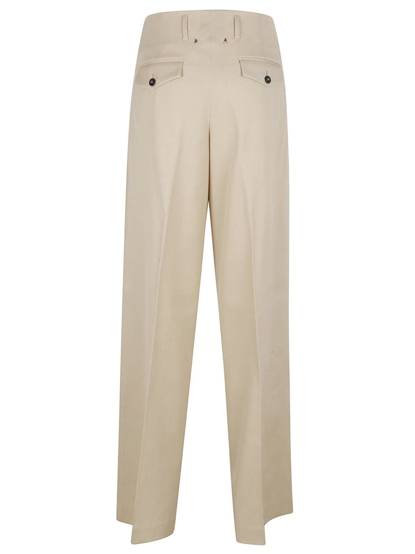 Golden Goose Sand-Textured Trousers With Pleat Detailing
