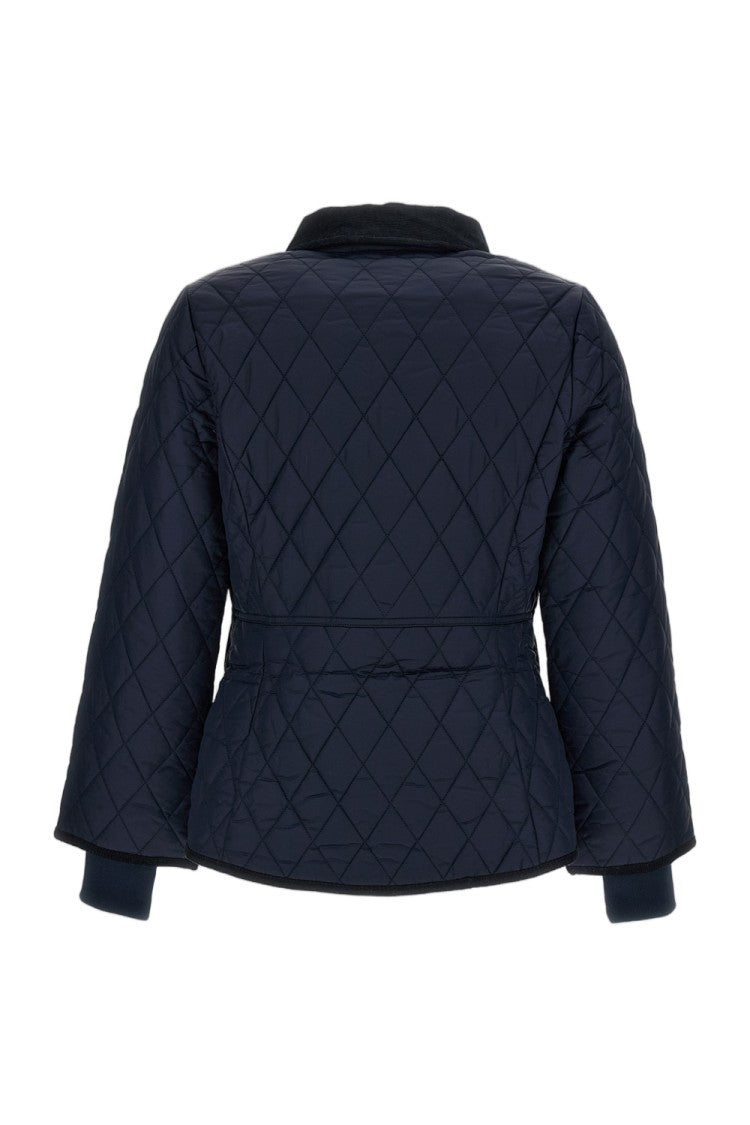 Barbour Blue Beadnell Quilt Corduroy Collar Ring Quilted Jacket