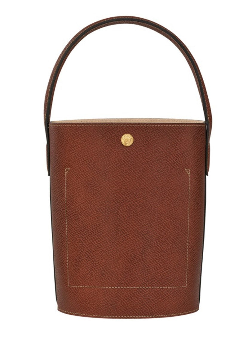 Longchamp Neutrals Cuir De Russie Textured Leather Bucket Bag