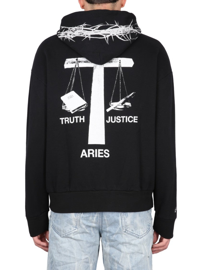 Aries Relaxed-Fit Hoodie With Bold Graphic Design